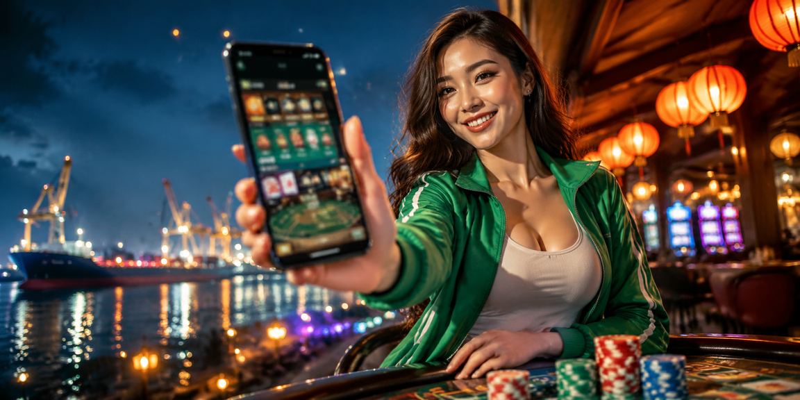 Người chơi tại Hội An sử dụng điện thoại đặt kèo live betting trong không gian đèn lồng về đêm