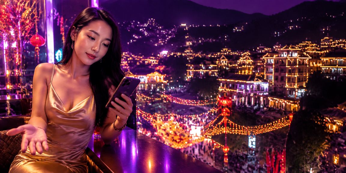 Không gian giải trí ban đêm tại Sapa với ánh đèn neon và bàn bài